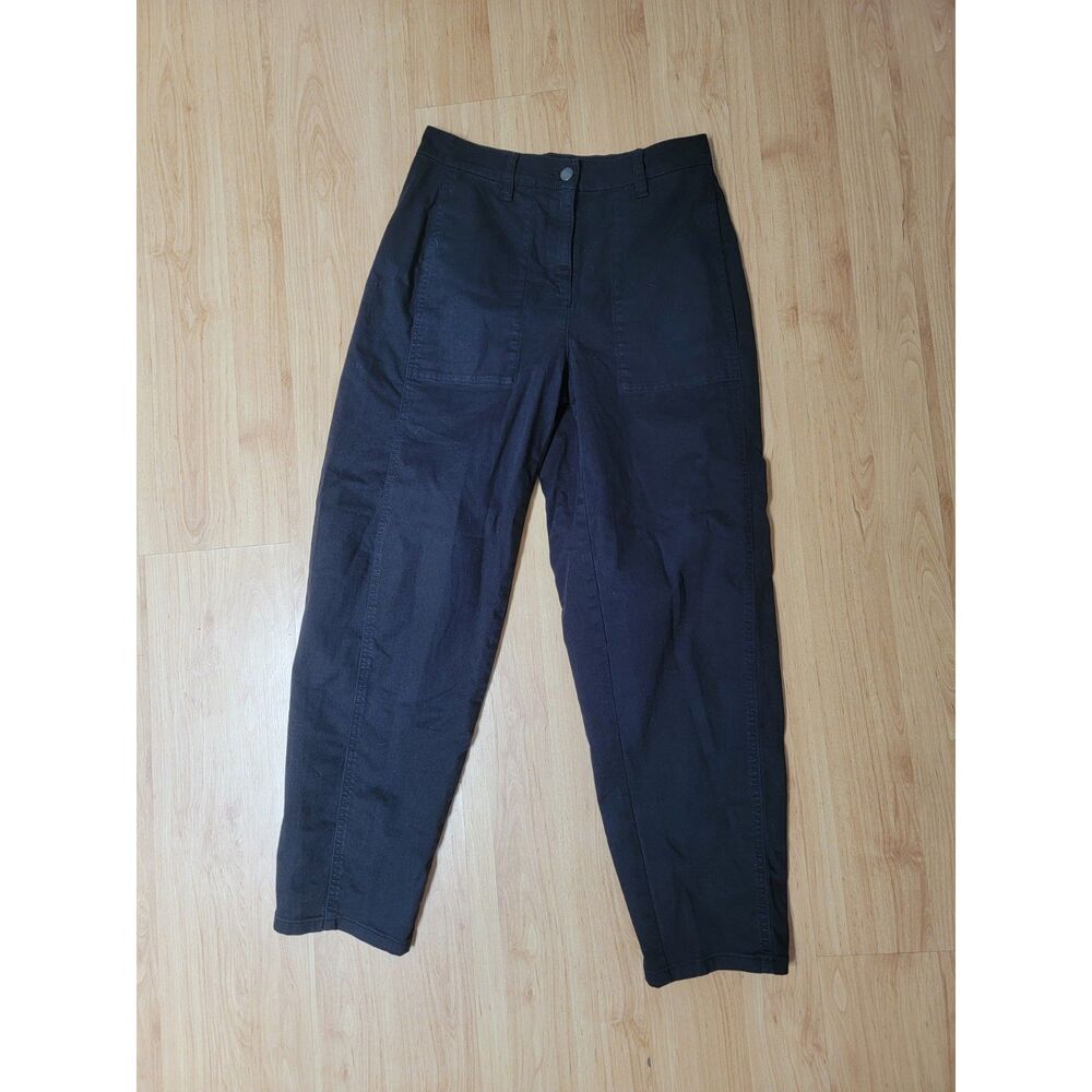 Eileen Fisher Organic Cotton Stretch Tapered Utility Pants Black Extra Small XS